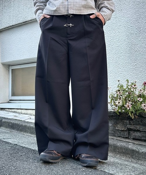 【レア黒】90s ワイドスラックス ギャングスラックス バギースラックス 極太 MandO（エムオー） ワイドパンツ スラックス ファイヤーマンバギー