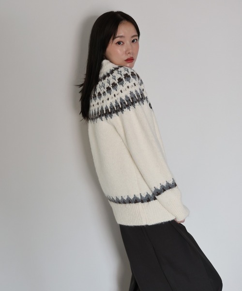 「J by blue」 長袖ニット MEDIUM グレー レディース_画像4