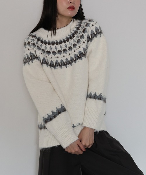 「J by blue」 長袖ニット MEDIUM グレー レディース_画像6