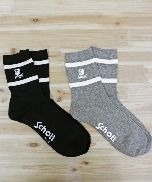 新品 ENTH 靴下セット Schott N.Y.C（ショット） 靴下 HIGT-SOCKS STENCIL BULLDOG/2足セット