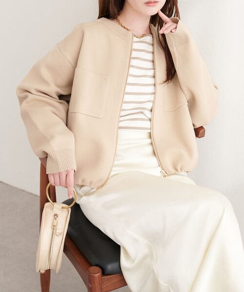 natural couture ブルゾン アウター ニットジップブルゾン レディース natural couture ブルゾン アウター ニットジップブルゾン レディース