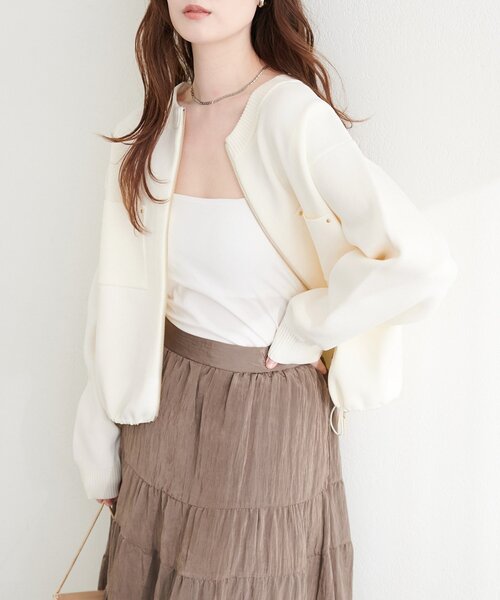 natural couture ブルゾン アウター ニットジップブルゾン レディース