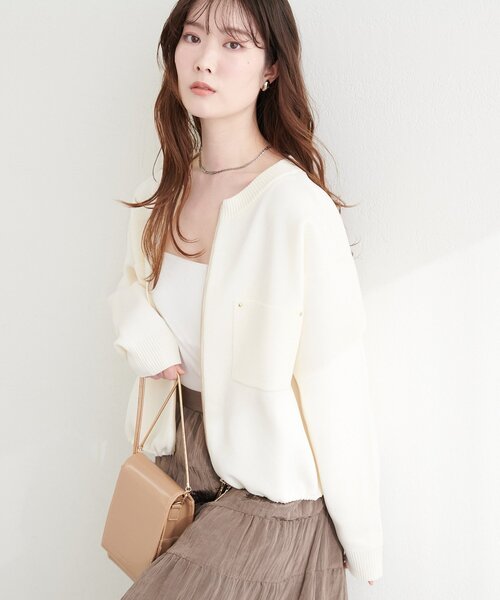 natural couture ブルゾン アウター ニットジップブルゾン レディース
