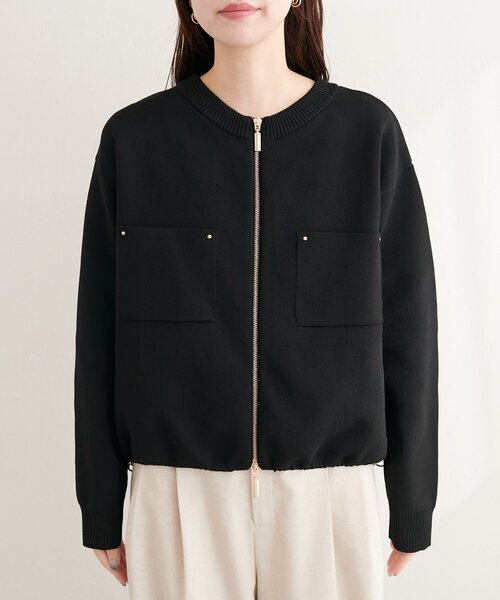 natural couture ブルゾン アウター ニットジップブルゾン レディース