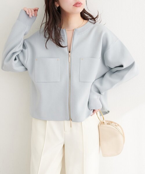 natural couture ブルゾン アウター ニットジップブルゾン レディース