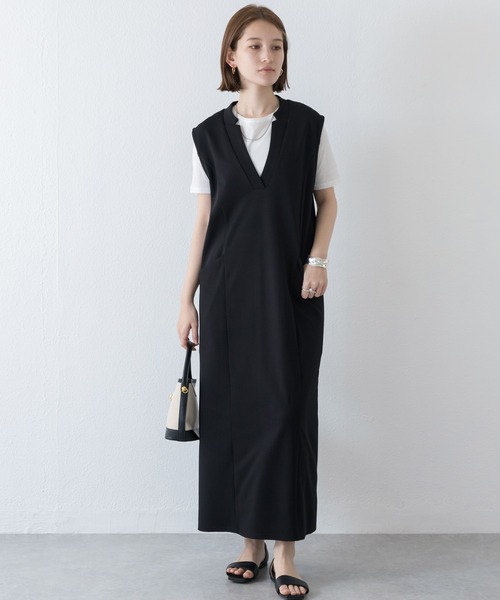 「LAVEANGE」 ノースリーブワンピース 4L ブラック レディース_画像6