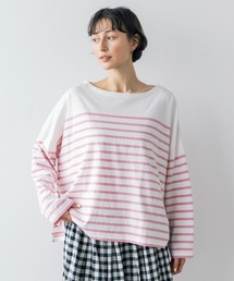 日本製　ネストローブ　コットンパネルボーダープルオーバー　オーバーサイズ　23年 studio CLIP（スタディオクリップ） tシャツ 「natural by clip