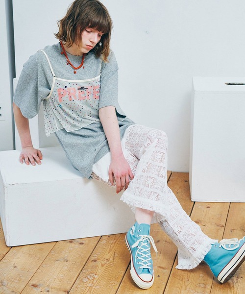 RNA（アールエヌエー） パンツ R4473 レースフレアパンツ レディース