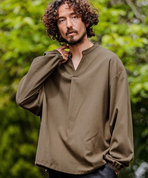 シャツ ms6539-Brushed TR Woven Pullover Shirt プルオーバーシャツ(A72126cmb) メンズの画像