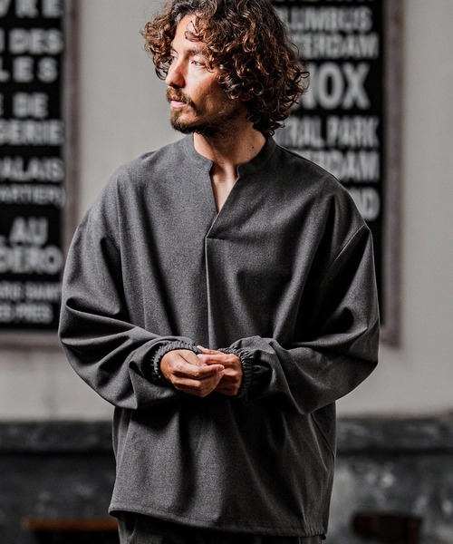 シャツ ms6539-Brushed TR Woven Pullover Shirt プルオーバーシャツ(A72126cmb) メンズの画像