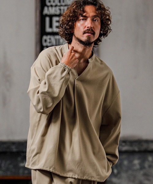 シャツ ms6539-Brushed TR Woven Pullover Shirt プルオーバーシャツ(A72126cmb) メンズの画像