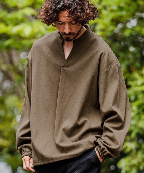 シャツ ms6539-Brushed TR Woven Pullover Shirt プルオーバーシャツ(A72126cmb) メンズの画像