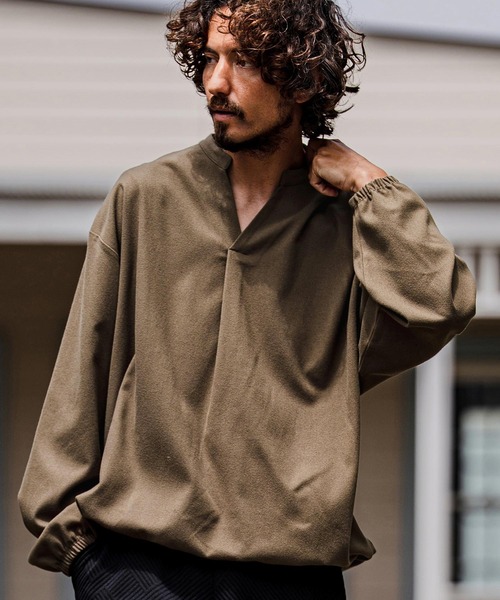 シャツ ms6539-Brushed TR Woven Pullover Shirt プルオーバーシャツ(A72126cmb) メンズの画像