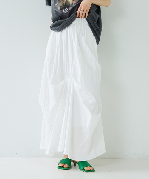 INDIVI GALLEST ロング スカート ランダムタックスカート「再入荷