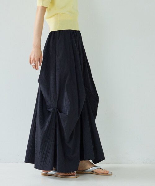 INDIVI GALLEST ロング スカート ランダムタックスカート「再入荷