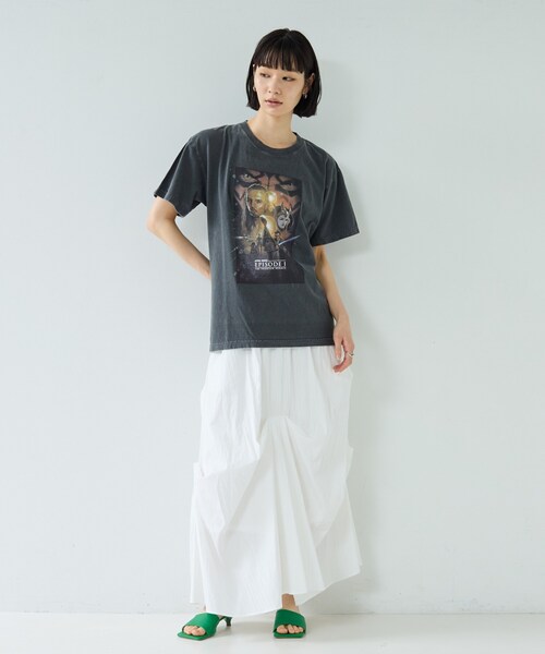 INDIVI GALLEST ロング スカート ランダムタックスカート「再入荷