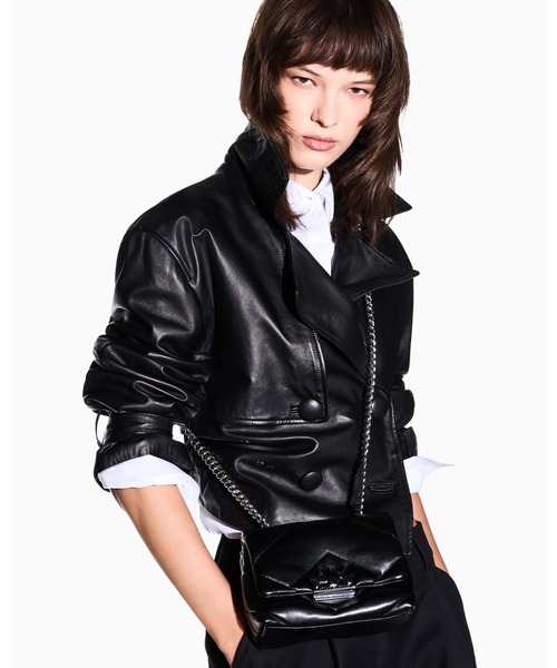 アルマーニ ダブルハンドルチェーンバッグ　2wayキルティング ロゴ ブラック ARMANI EXCHANGE キルティング ショルダーバッグ バッグ ミニ 「A|X
