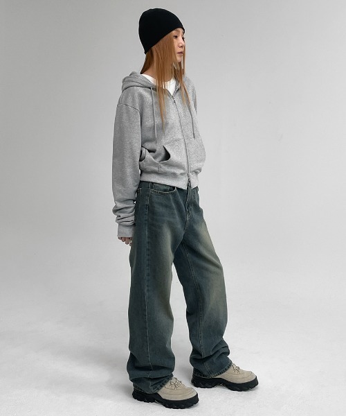 「BLACKUP」 ジップアップパーカー ONESIZE グレー レディース_画像8