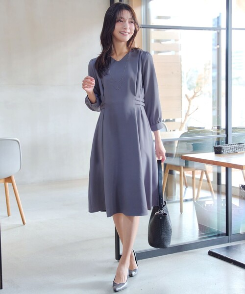 「Tiaclasse」 長袖ワンピース M ブルー レディース_画像8