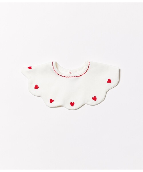 PETIT BATEAU（プチバトー） スタイ よだれかけ ハート刺繍フリル