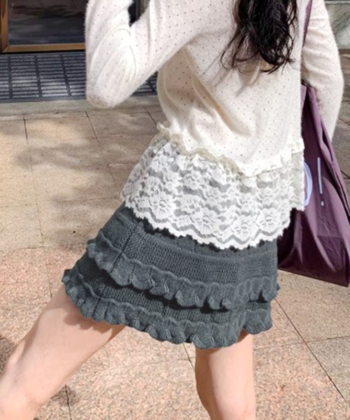 core core スカート 模様編みフリルニットミニスカート : ZOZOTOWN core core スカート 模様編みフリルニットミニスカート : ZOZOTOWN