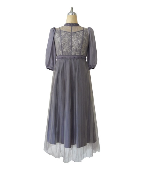 My shawty オケージョンドレス My shawty（マイシャウティー） ドレス lace combi pleats dress