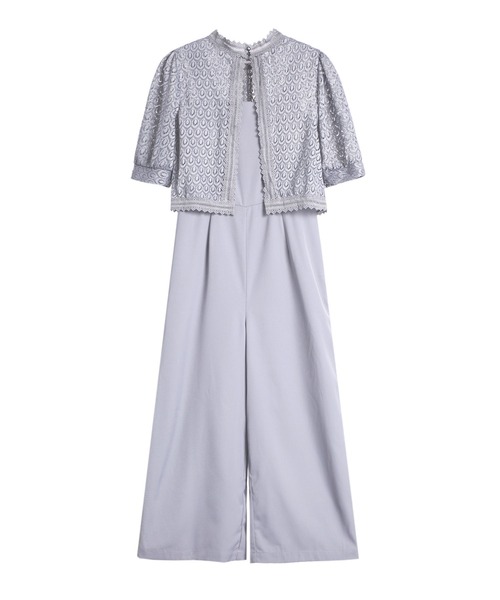 レースボレロ　キャミサロペット　パンツドレス　チャコール ドレスプラス DRESS+ パーティードレス パンツドレス サロペット