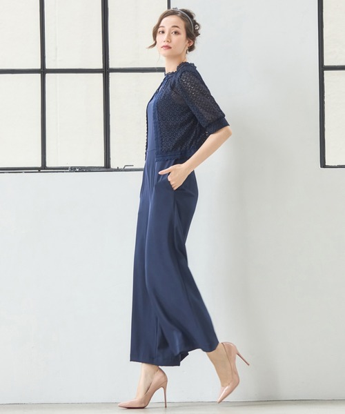 DRESS+ パンツドレス パーティードレス サロペット レースボレロ