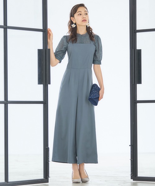 DRESS+ パンツドレス パーティードレス サロペット レースボレロ
