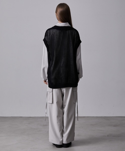 CLEL（クレイル） ベスト ジレ 「CLEL」Watermark Knitting Loose Mesh