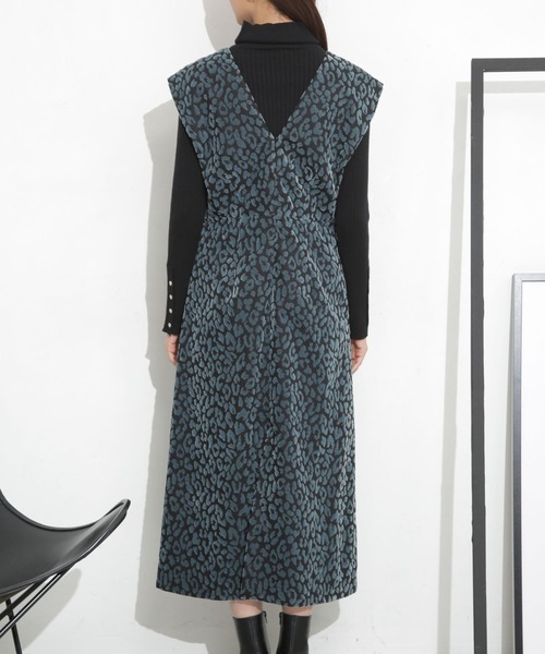 ワンピース レオパードフロッキーワンピース レディース  