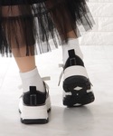 スニーカー 配色 ライン 厚底 キャンバス ス...の詳細画像4