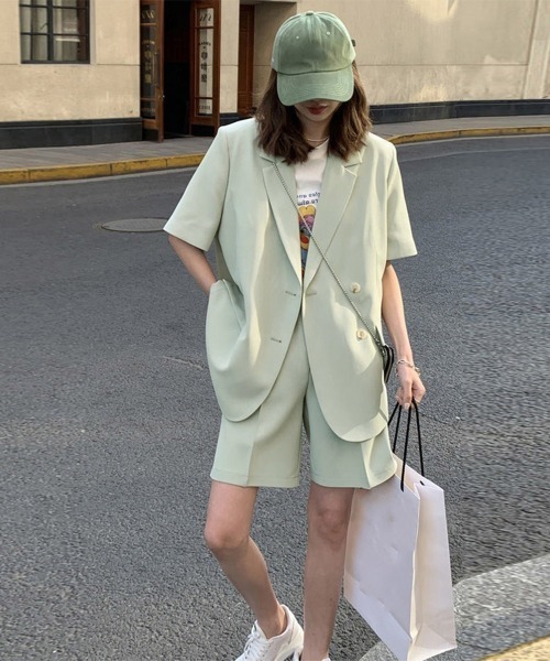 ★全3色★セットアップ 半袖ジャケット ハーフパンツ miniministore セットアップ 半袖ジャケット ショートパンツ