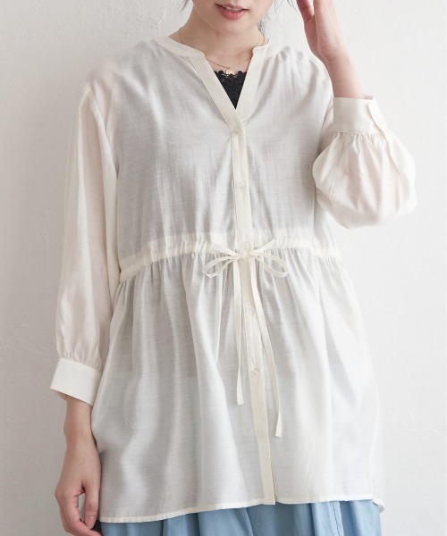 【美品】INDIVI シアー スキッパーシャツブラウス 38 Aライン 美品】INDIVI シアー スキッパーシャツブラウス 38 Aライン｜Yahoo