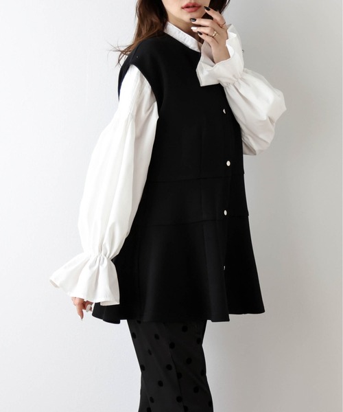 美品 yori ヨリ フレア ジレ ベスト フリーサイズ ブラック