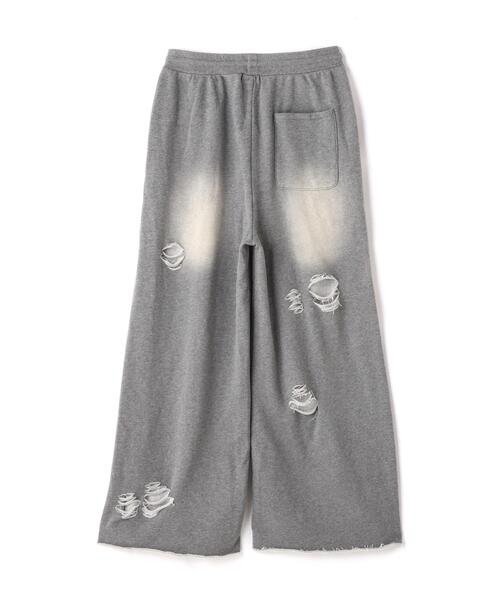 danke schon グレー　ダメージ加工　スウェットパンツ　 ワイドパンツ DANKE SCHON（ダンケシェーン） スウェットパンツ ジャージ