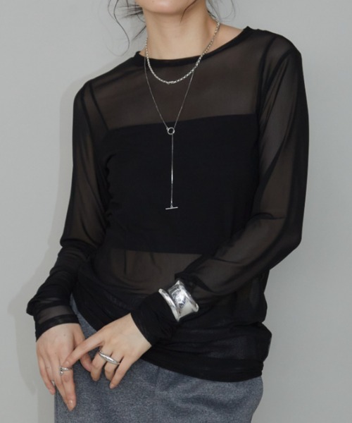 ロングスリーブシアートップス Aunt Marie's tシャツ 「6色展開」ロングスリーブシアートップス