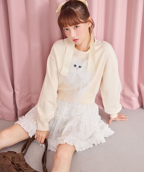 【ふわふわ】レースがかわいい　白　ティアードスカート　ｍ060 ふわふわ】新品 レースがかわいい 白 ティアードスカート m060