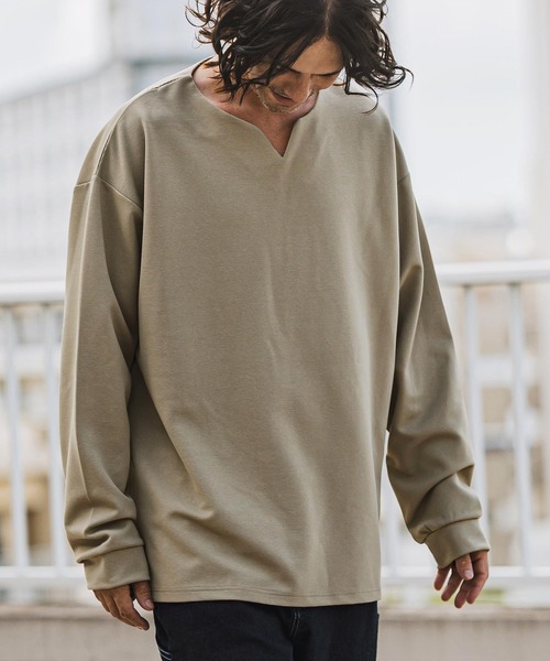 CAMBIO tシャツ mlt4912- キーネックサイドスリットカットソー