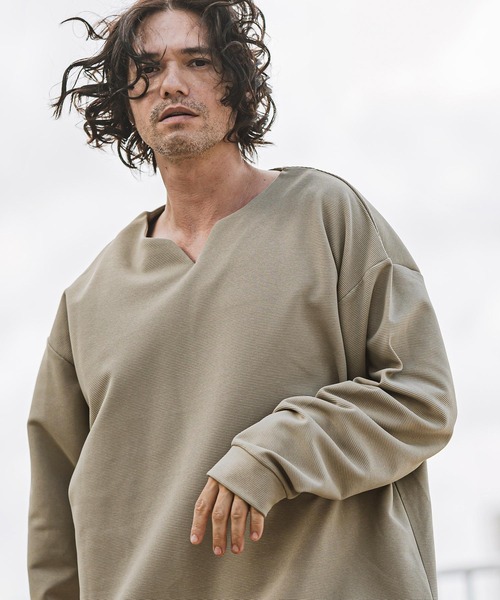 カリテ　キーネックシャツ CAMBIO tシャツ mlt4912- キーネックサイドスリットカットソー