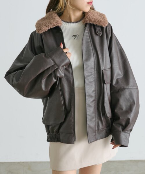 w closet アウター 「2WAY」ボア付エコレザージャケット