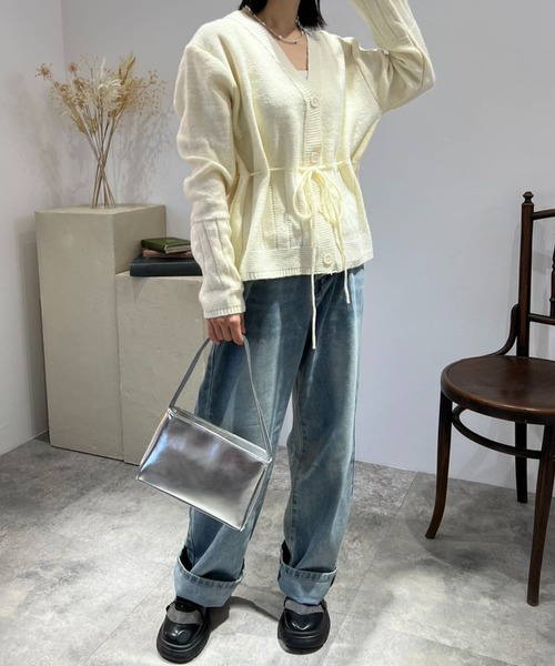 ニット セーター ウエストリボンカーディガン レディース : ZOZOTOWN