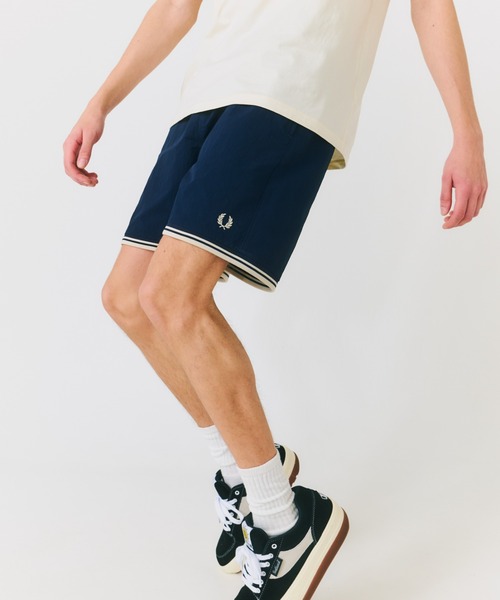 完売必須【FRED PERRY】別注 ワンポイント刺繍 ショートパンツ FRED PERRY/フレッドペリー] 別注 ワンポイントロゴ刺繍 スイム