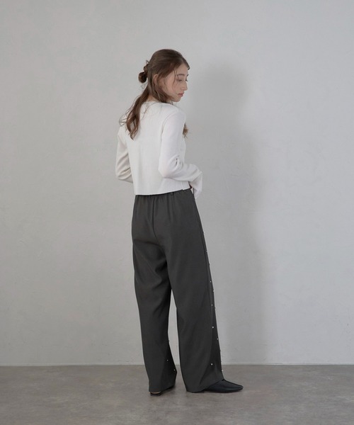 MINERTE パンツ 「MINERTE」pearl bijou wide pants / パールビジュー