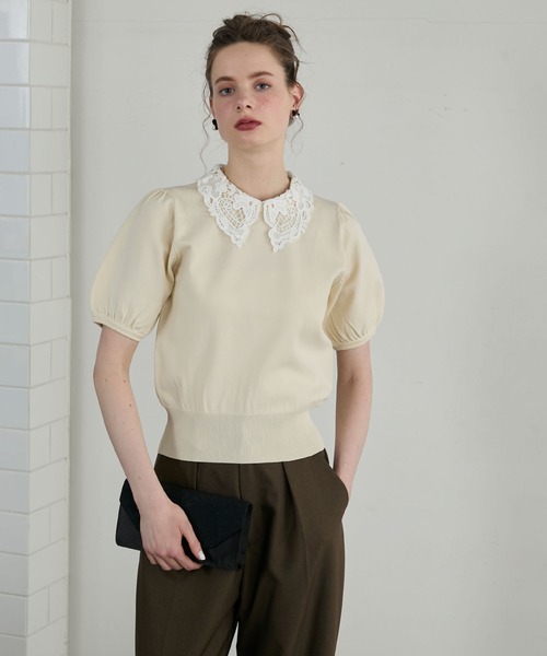 完売品【OBLI】 2way パフスリーブカラーニット　ブラック パフスリーブニット/ブラック【残りわずか】 | TOPS | OBLI