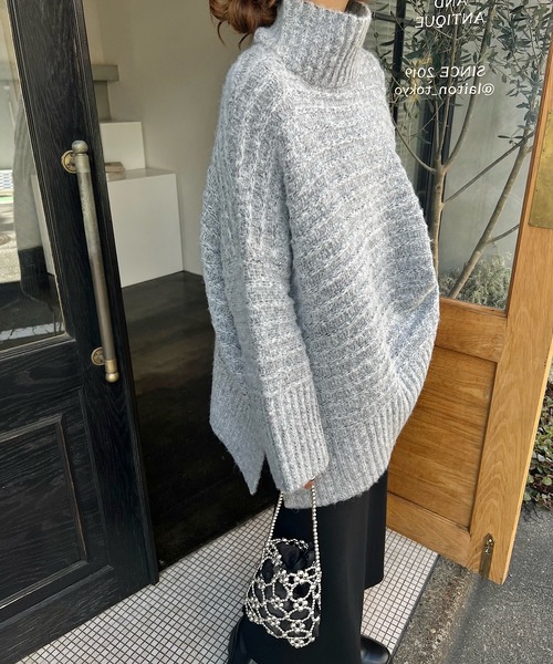 「andme」 「alma design」タートルネックニット M チャコールグレー レディース_画像9