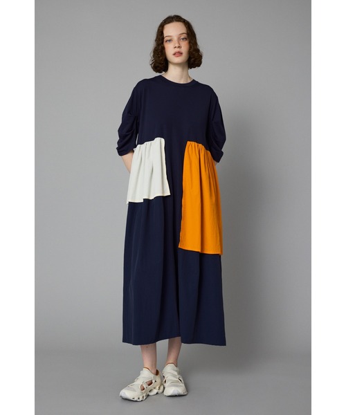 HeRIN.CYE ワンピース Tuck sleeve docking dress タック スリーブ