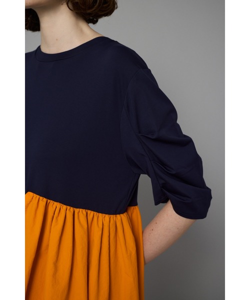 HeRIN.CYE ワンピース Tuck sleeve docking dress タック スリーブ