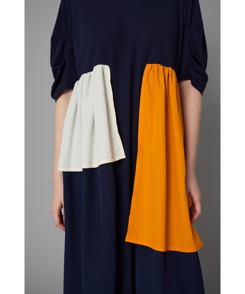 HeRIN.CYE ワンピース Tuck sleeve docking dress タック スリーブ
