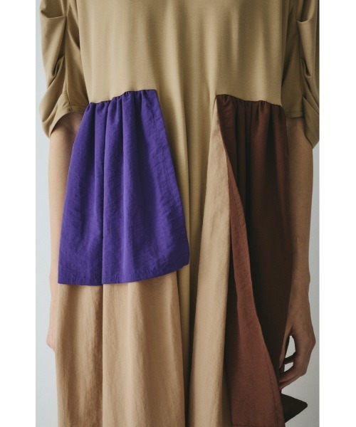 HeRIN.CYE ワンピース 半袖 Tuck sleeve docking dress タック